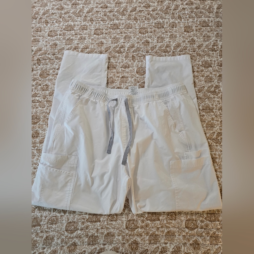 White Carhartt Straight Leg Scrub Pants, XL